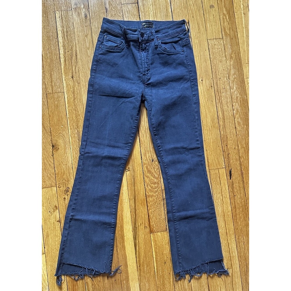 Mother Jeans Women's 24 Gray Black Pants Insider Crop Step Fray Boho Bohemian